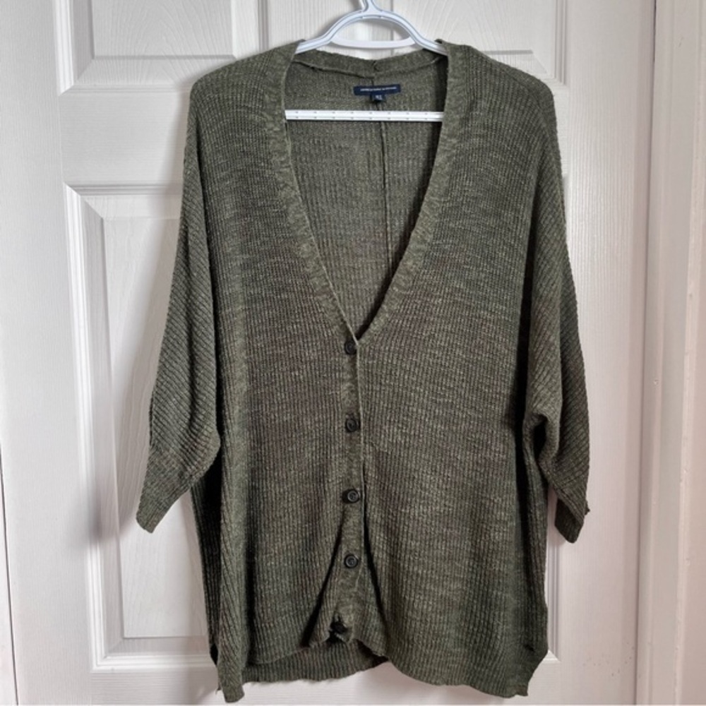 3/25$💥 American Eagle Cardigan green knit long sleeve women small buttons fall - Picture 1 of 4
